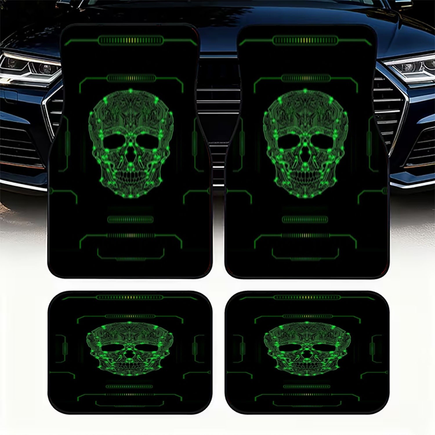 Tech Accessories Luxury - Cyberpunkowe dywaniki samochodowe z motywem czaszki,