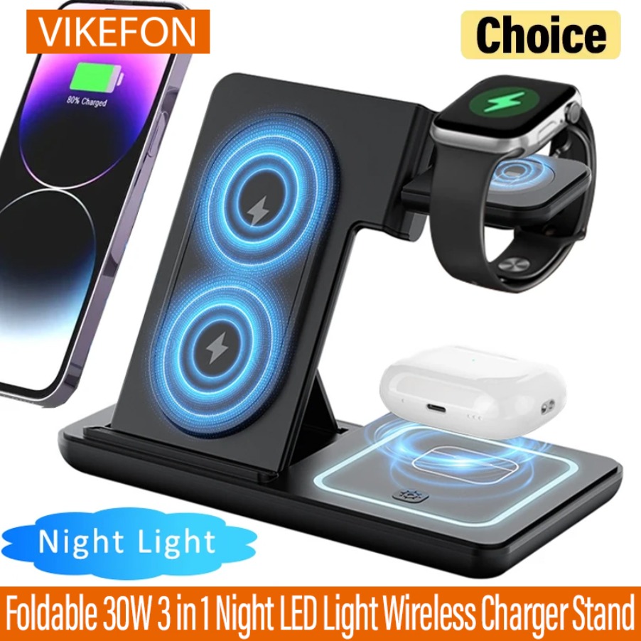 Wireless Charger 3 In 1 - Składana podstawka ładująca 3 w 1