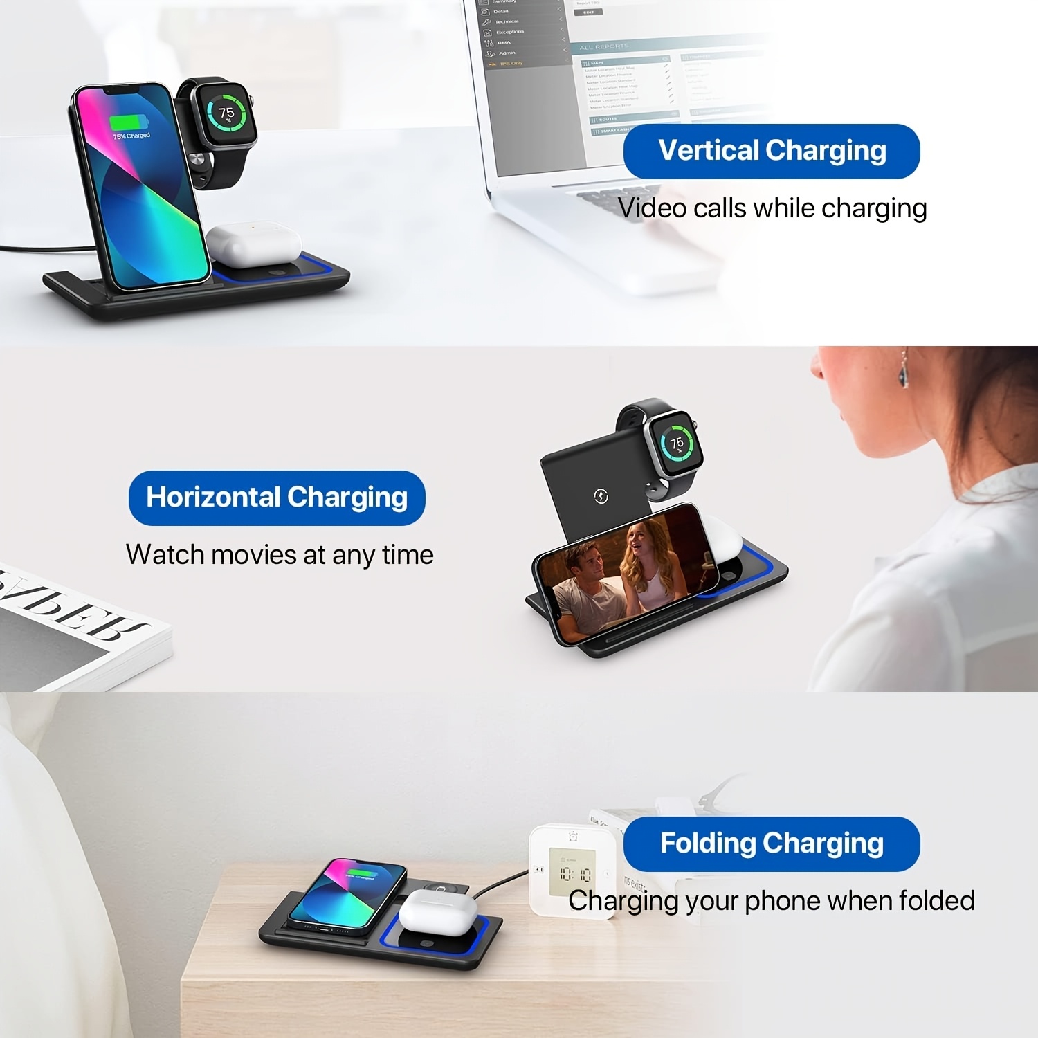 Bezprzewodowa stacja ładująca  – Wireless Charger 3 In 1 recenzja i cena