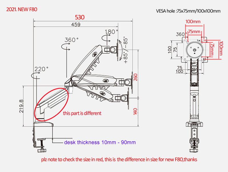 NOWY NB F80 17-30' Uchwyt na M – Monitor Arm Single recenzja i cena
