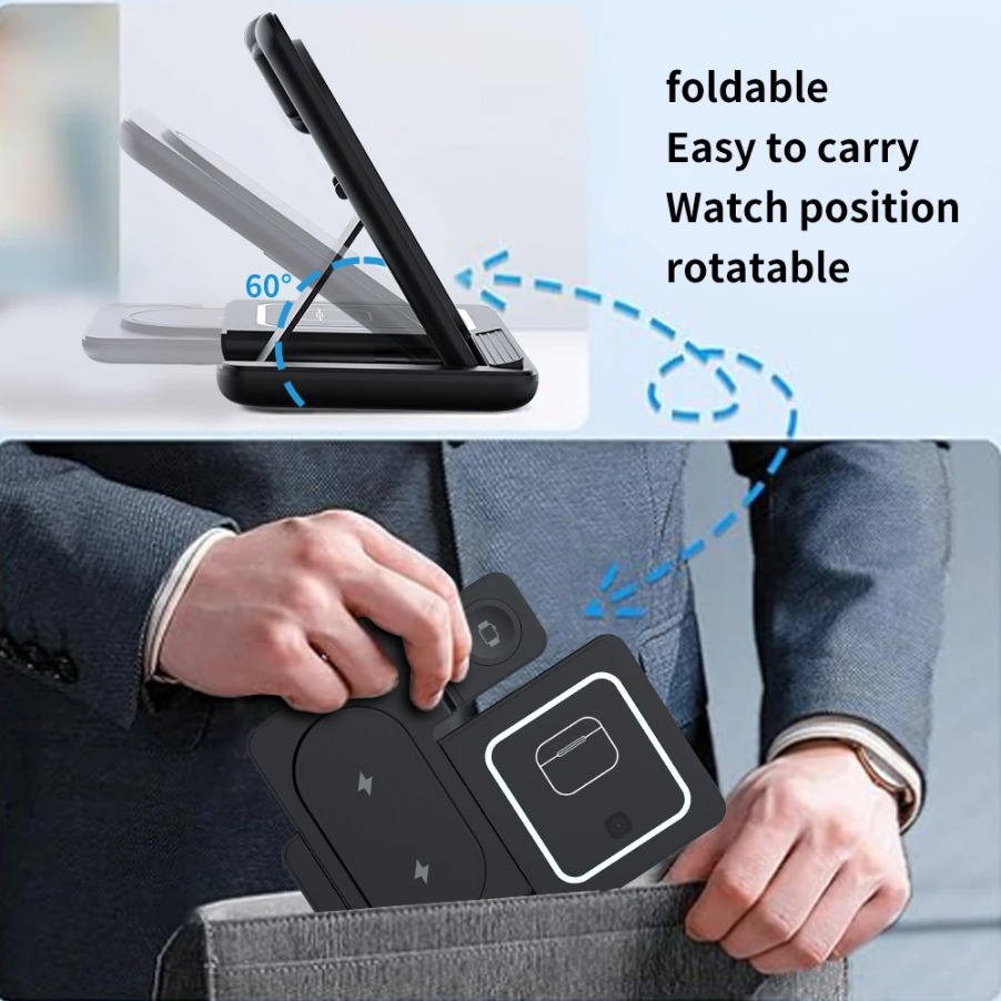 Składana podstawka ładująca 3  – Wireless Charger 3 In 1 recenzja i cena